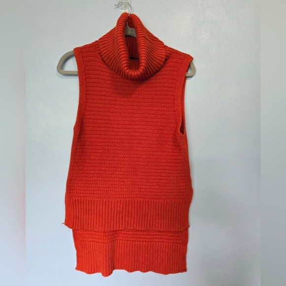 Banana Republic Textured Sleeveless Tutleneck XS Orange Red - Picture 2 of 7